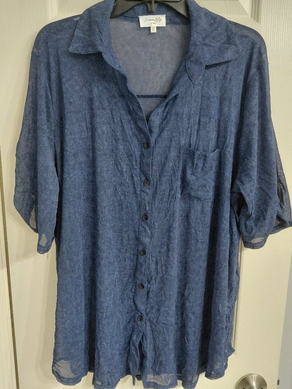 Blue Flowy Button Down